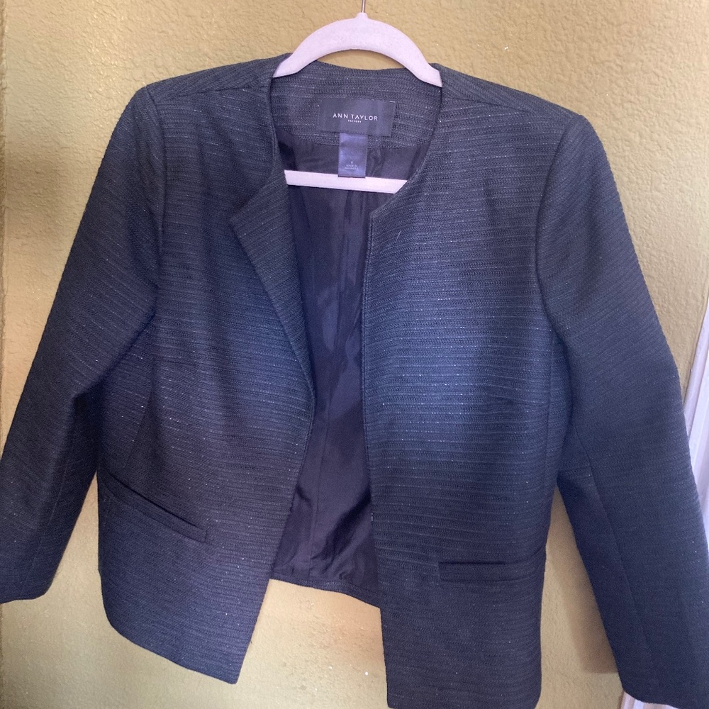 Ann Taylor Cropped Shimmer Blazer